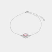 Bracciale in Argento 925 con zirconi bianchi e zircone centrale rosa