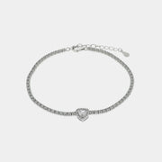 Bracciale in Argento 925 con cuore impreziosito da zirconi