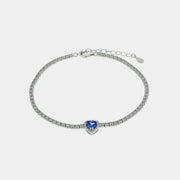 Bracciale in Argento 925 con cuore blu impreziosito da zirconi