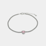 Bracciale in Argento 925 con cuore rosa impreziosito da zirconi