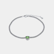 Bracciale in Argento 925 con cuore verde impreziosito da zirconi