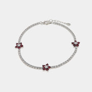 Bracciale in Argento 925 con fiori fucsia e zirconi