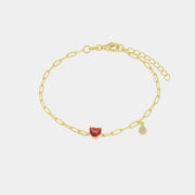 Bracciale in Argento 925 a catena con cuore rosso