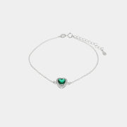 Bracciale in Argento 925 con cuore verde