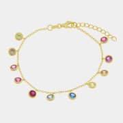 Bracciale in Argento 925 con zirconi multicolor pendenti