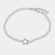 Bracciale in Argento 925 con perle di acqua dolce e stella