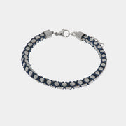 Bracciale in Acciaio con catene e cordino nero