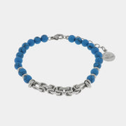 Bracciale in Acciaio con catene e pietre azzurre