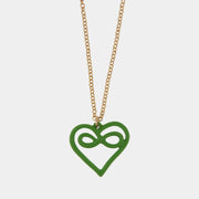 Collana in Metallo con ciondolo a forma di cuore con infinito in smalto verde