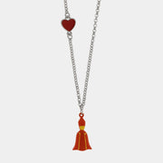 Collana in Metallo con pendente san gennaro rosso e cuore rosso