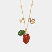 Collana in Metallo con cactus pendente rosso e verde