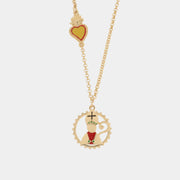 Collana in Metallo con San Gennaro e cuore sacro