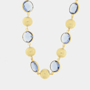 Collana in Metallo con perle oro e cristalli blu