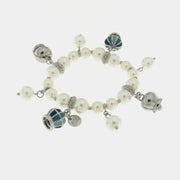 Bracciale in Metallo con perle e campane blu