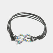 Bracciale in Metallo in caucciu, con simbolo infinito impreziosito da cristalli multicolore