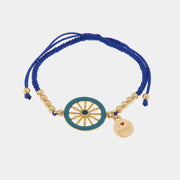 Bracciale in Metallo con ruota carretto e cordino blu