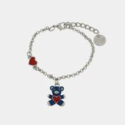 Bracciale in Metallo con orsetto blu e cuore rosso