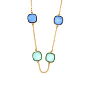 Collana in Metallo con pietre blu quadrate